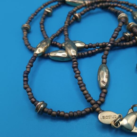 Chico's Long Beaded Necklace, Natural and Gold Tone Beads, 47 Inches, Layering - Picture 10 of 10